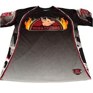 BBQ Team Jersey Featuring a Pig Logo & The Text Rub & Tug BBQ‎ Size XL